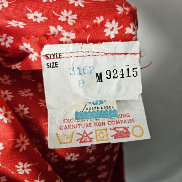 Vintage 1970s Pave De Paris Maxi Dress ILGWU Union Label Floral Prairie Size 8 M - Picture 5 of 6